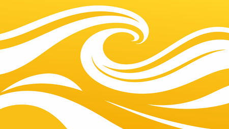 Abstract design with yellow and white waves, presenting a fluid and energetic composition that captivates the viewer flat vector illustrationのイラスト素材