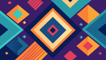 Colorful abstract background composed of geometric shapes, showcasing a blend of hues and forms for artistic appeal flat vector illustrationのイラスト素材