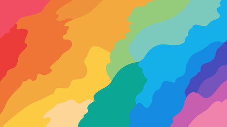 Striking rainbow background displaying an array of colors in a smooth, flowing gradient flat vector illustrationのイラスト素材