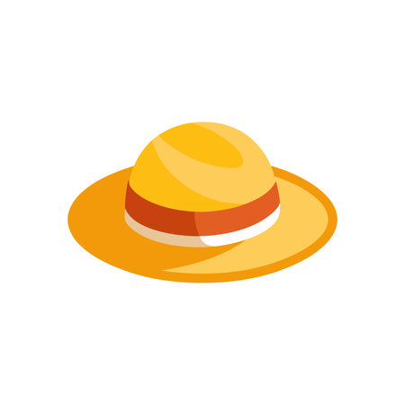 Beach hat panama isolated flat vector illustration on white backgroundのイラスト素材