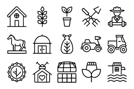 Farm, farming, gardening, agriculture related editable icon set isolated flat vector illustration white backgroundのイラスト素材