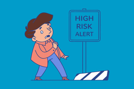 Road warning high risk alert sign hand drawn flat Vector illustrationのイラスト素材