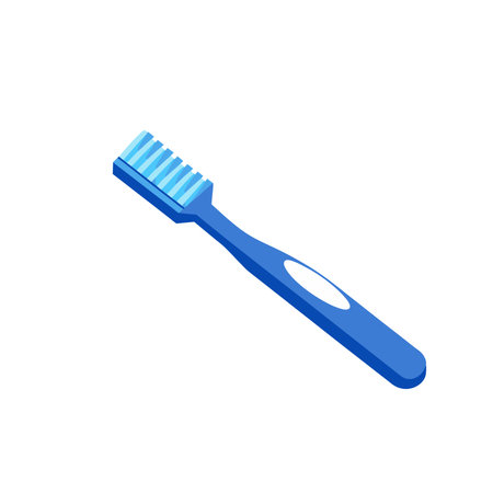 Blue toothbrush with white bristles isolated flat vector illustration on white backgroundのイラスト素材