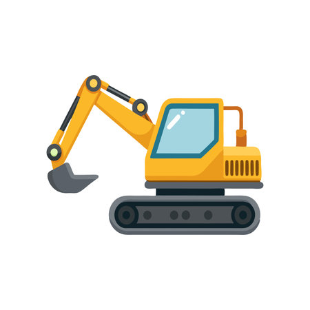 Excavator isolated flat vector illustration on white backgroundのイラスト素材