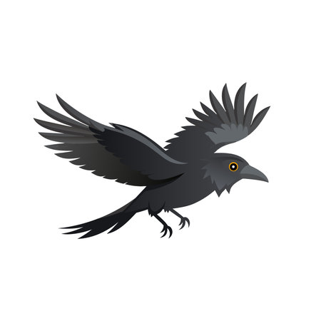 crow bird isolated flat vector illustration on white backgroundのイラスト素材