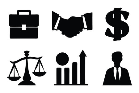 Business Wealth and Financial Economy set silhouettes isolated flat vector illustration on white backgroundのイラスト素材
