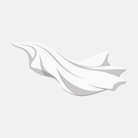 Floating elegant white fabrics isolated flat vector illustration on white backgroundのイラスト素材