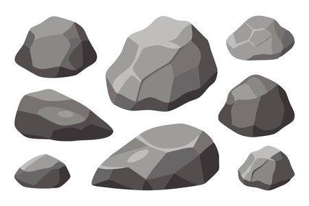 Rock set isolated flat vector illustration on white backgroundのイラスト素材