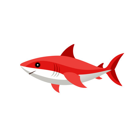 Red tailed Shark isolated flat vector illustration on white backgroundのイラスト素材