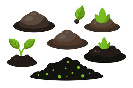 Black soil set isolated flat vector illustration on white backgroundのイラスト素材