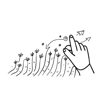 Symbolizing of business upward movement and growth Hand drawn Doodle line art flat vector illustration on white backgroundのイラスト素材