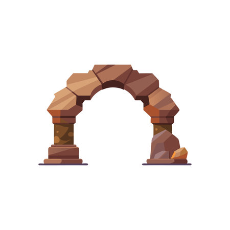 Majestic artificial rock archway isolated flat vector illustration on white backgroundのイラスト素材