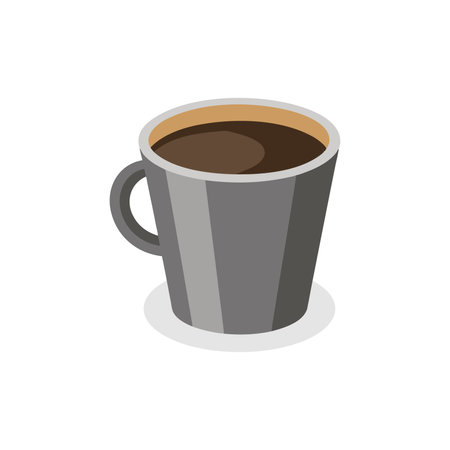 Grey Coffee Drink Cup isolated flat vector illustration on white backgroundのイラスト素材