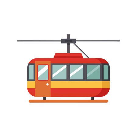 Aerial tramway vehicle isolated flat vector illustration on white backgroundのイラスト素材
