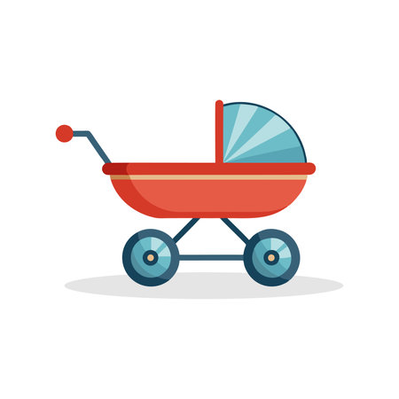 Baby carriage vehicle isolated flat vector illustration on white backgroundのイラスト素材
