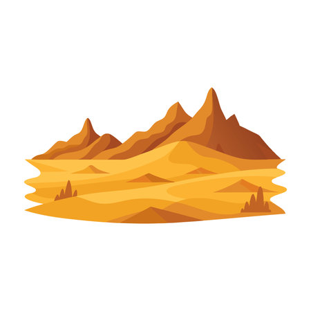 Desert with barren sands and rugged terrain, isolated flat vector illustration on white backgroundのイラスト素材