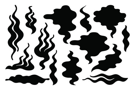 Smoke silhouettes set isolated flat vector illustration on white backgroundのイラスト素材