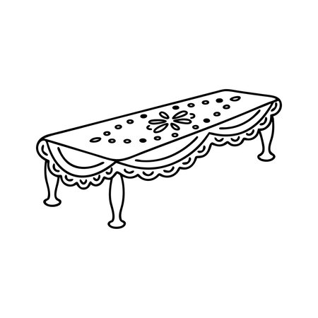Table Runner Furniture Hand drawn line art flat vector illustration on white backgroundのイラスト素材