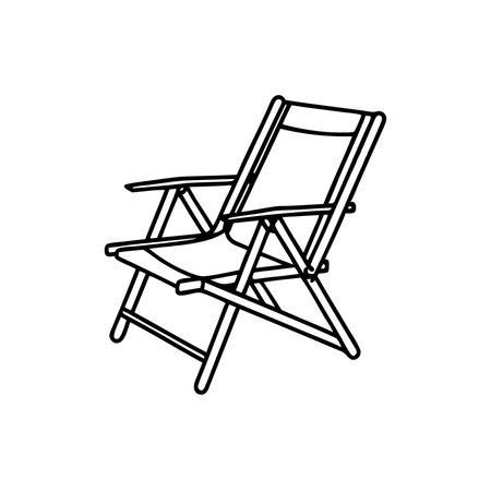 beach chair icon over white background, line style, vector illustrationのイラスト素材