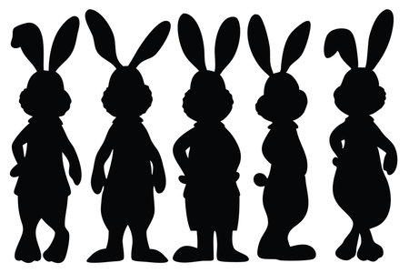 Easter Bunny Silhouette Isolated on White Background, Vector Illustrationのイラスト素材