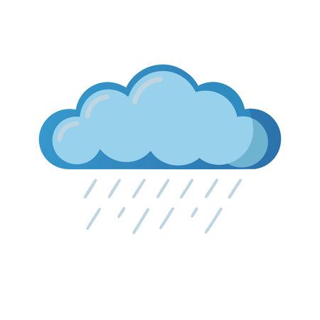 Cloud with rain flat vector illustration on white backgroundのイラスト素材