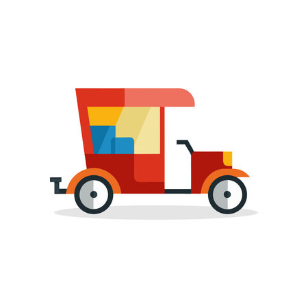 Rickshaw Vehicle flat vector illustration on white backgroundのイラスト素材