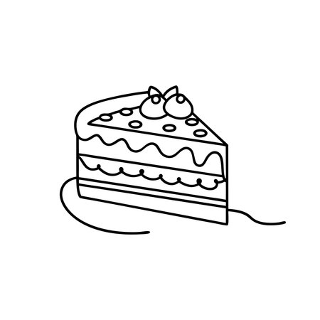 Cake Continuous line art flat vector illustrationのイラスト素材