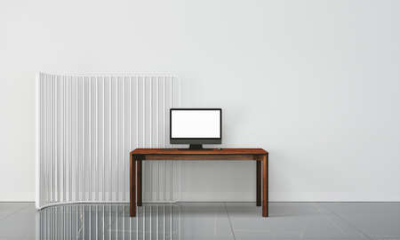 Elegant interior, modern office with white wall and elegant floor.の写真素材