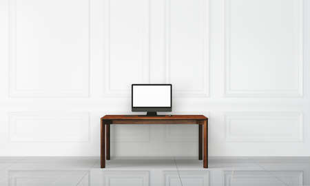 Elegant interior, modern office with white wall and elegant floor.の写真素材