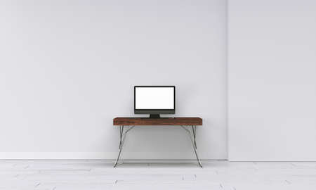 Elegant white wall with modern floorの写真素材
