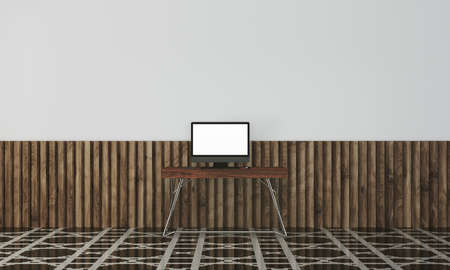 Elegant white wall with modern floorの写真素材