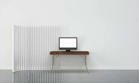 Elegant interior, modern office with white wall and elegant floor.の写真素材