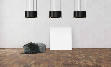 Office interior with white wall