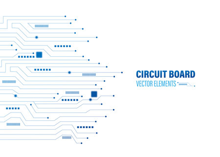 circuit board electronic and electrical line on blue engineering technology concept vector element on white backgroundのイラスト素材