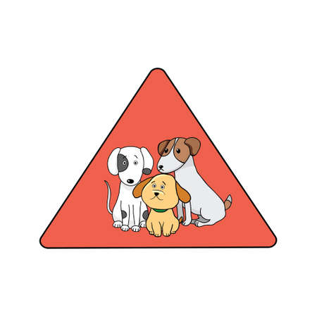 Cute pets on red sign vector vintageのイラスト素材