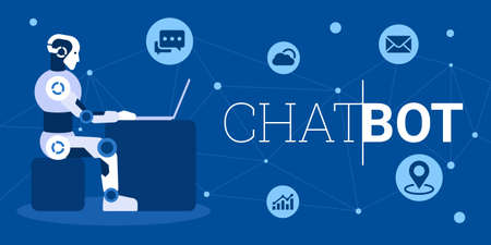 Chat bot using laptop computer infographic