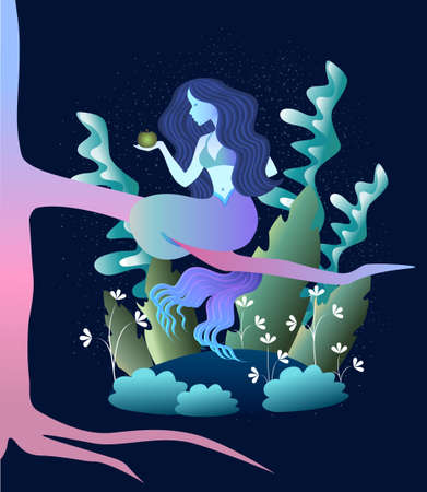 Magical mermaid concept vector illustrationのイラスト素材