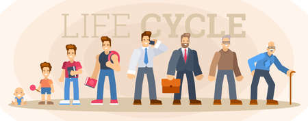 Man character life cycle vector illustrationのイラスト素材