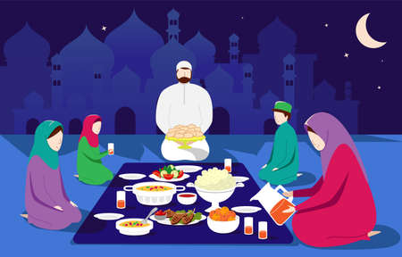 Vector illustration of Eid Al Fitr Mubarak, Muslim traditional holidayのイラスト素材