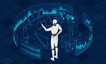 Vector illustration of artificial intelligence performing complex logical tasks