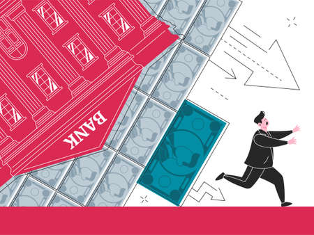 Vector illustration of the economic crisis and its consequencesのイラスト素材