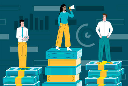 Colourful flat vector illustration of meritocratic ideologyのイラスト素材