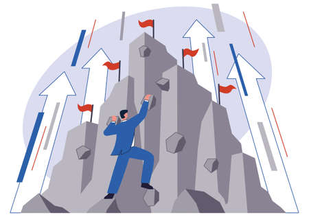 Flat vector illustration that portrays ambition and achieve successのイラスト素材