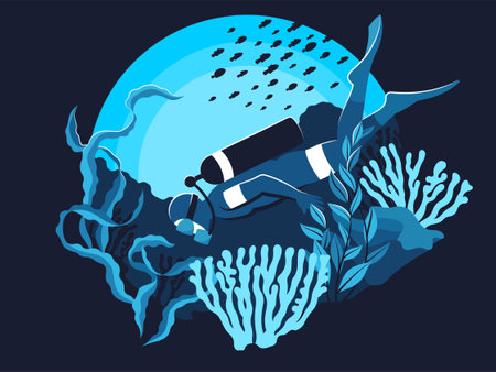 A coral reef flat vector illustration of coral polypsのイラスト素材