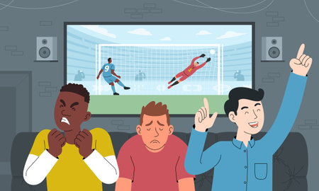 Soccer fans emotions flat vector illustration a gameのイラスト素材