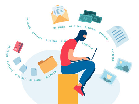 User data leak, hacker stealing personal informationのイラスト素材