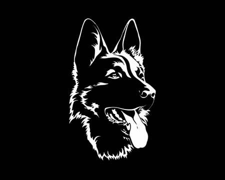 german shepherd face logo vector | Editable fileのイラスト素材