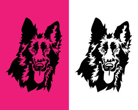 Black german shepherd vector design digital dog portrait | Editable fileのイラスト素材