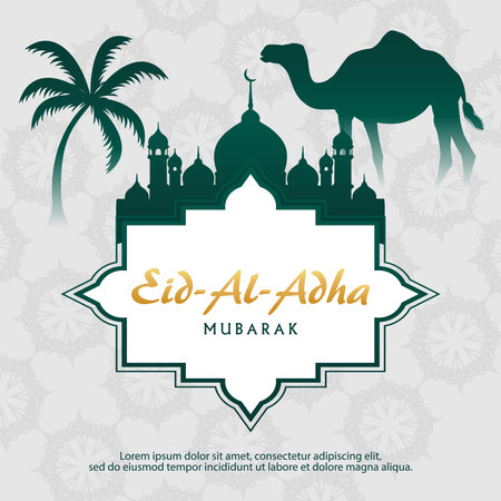 Eid Al Adha Mubarak Greeting Card Vector Illustrationのイラスト素材