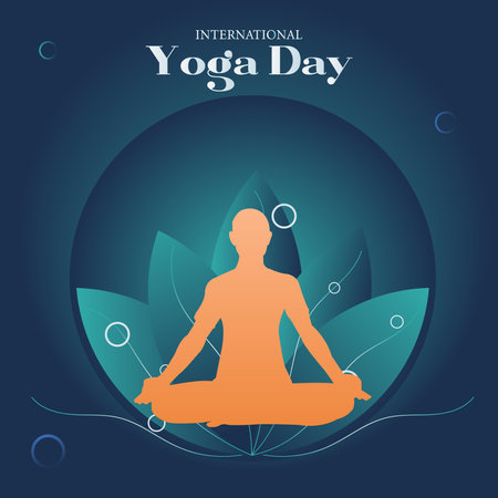 International Yoga Day. Vector illustration of a banner or poster for Yoga Day.のイラスト素材